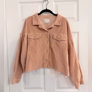 American Eagle Corduroy Raw Edge Cropped Pink Jacket - Women’s XL